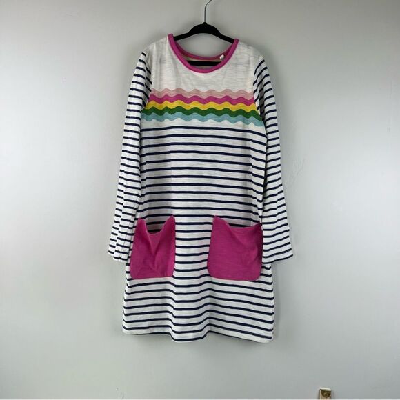 Mini Boden Girls dress Tunic Striped Pink pockets 9-10 Years 140 CM - Picture 1 of 6